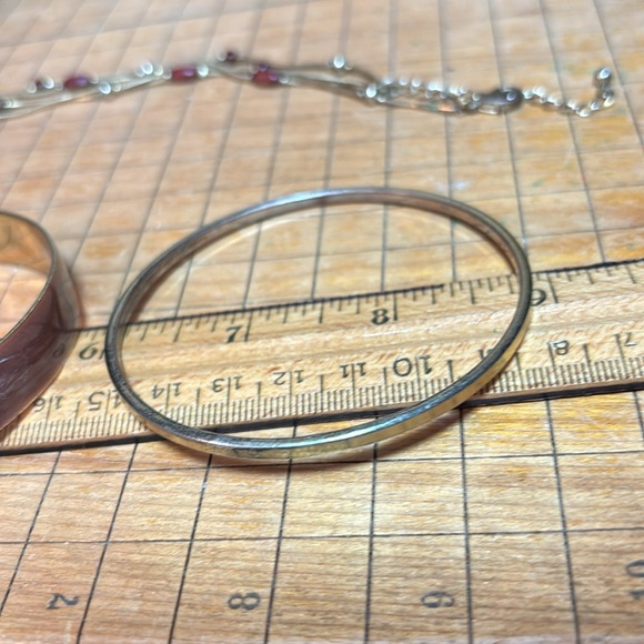 Enameled Metal Pendant 18”L Necklace w 3 Bangles 2.75”D Classy Bohemian EVC - Picture 10 of 16